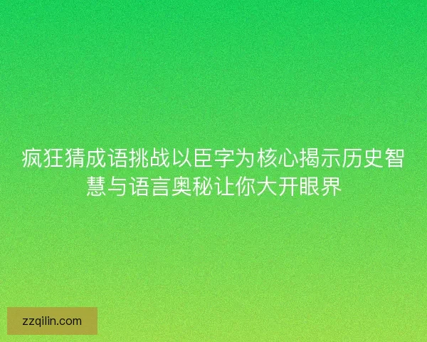 疯狂猜成语挑战以臣字为核心揭示历史智慧与语言奥秘让你大开眼界