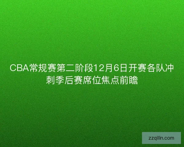 CBA常规赛第二阶段12月6日开赛各队冲刺季后赛席位焦点前瞻