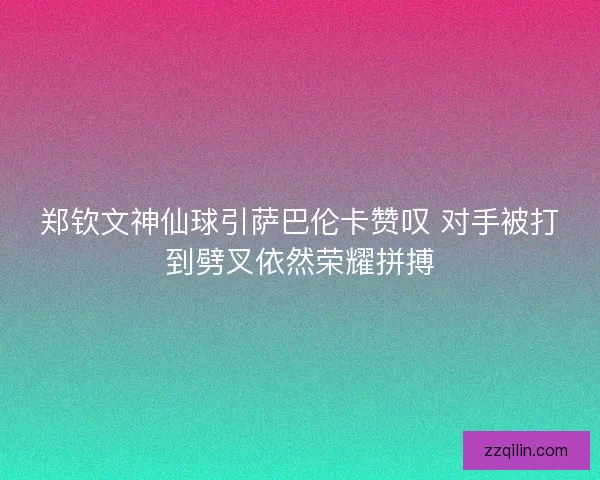 郑钦文神仙球引萨巴伦卡赞叹 对手被打到劈叉依然荣耀拼搏